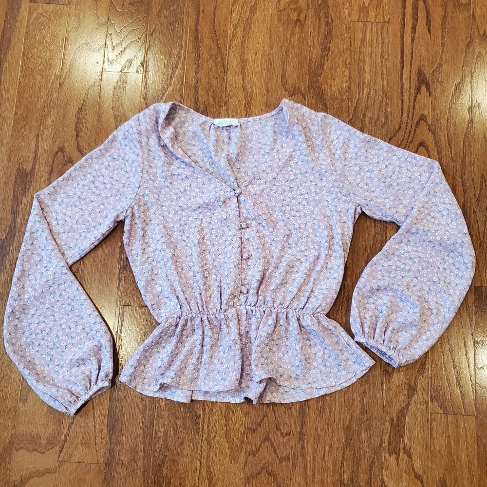 XS pink floral blouse
